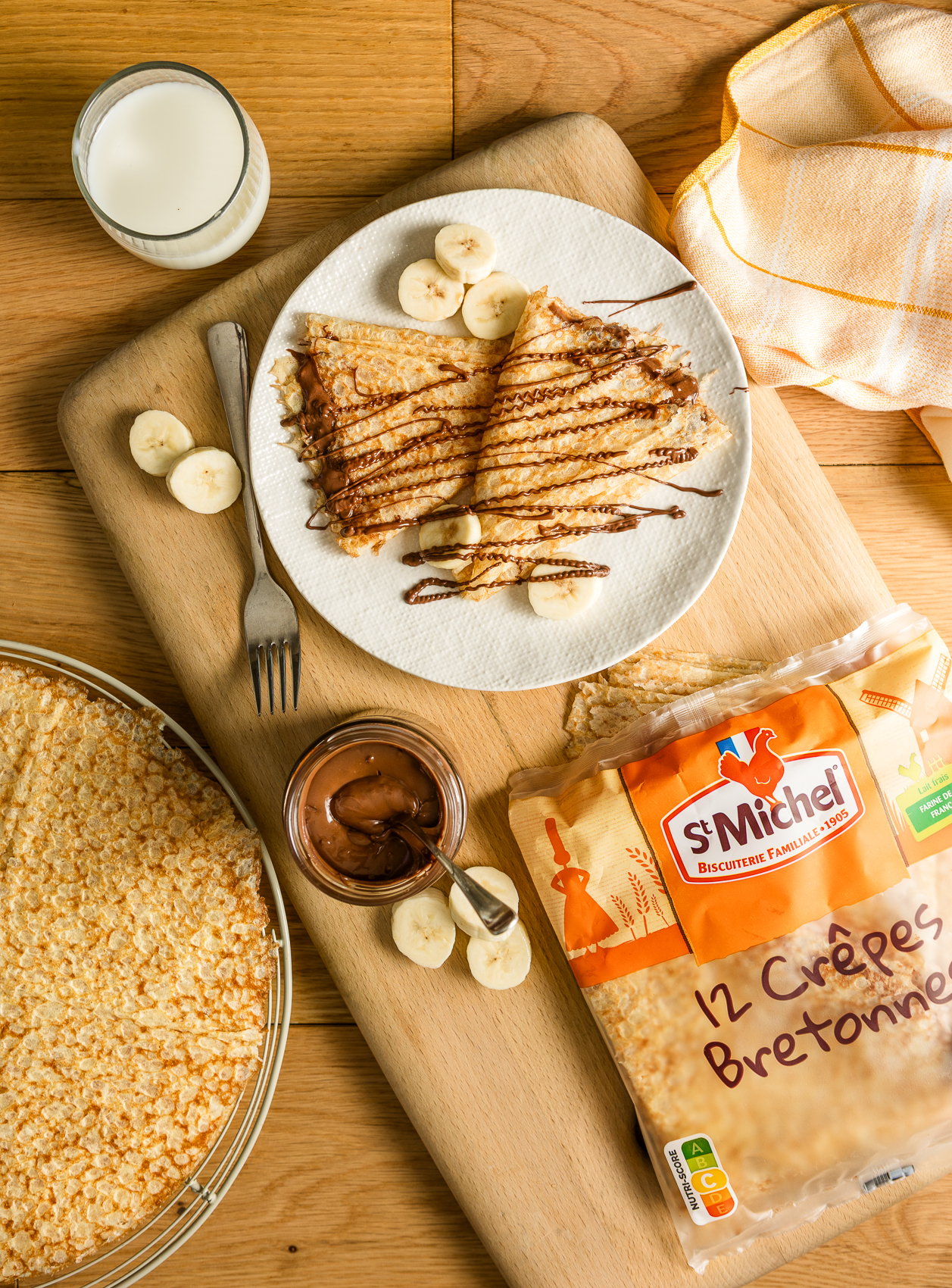 St Michel Crêpe Bretonnes drizzled with Chocolate spread